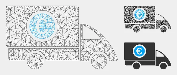 Euro Teslimat Vektör Örgü Karkas Modeli ve Üçgen Mozaik Simgesi