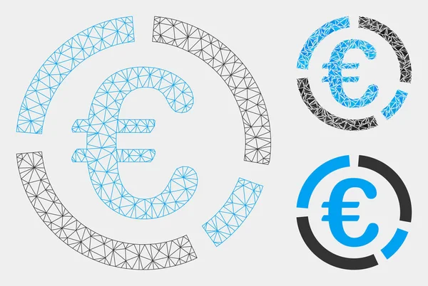 Euro Financial Diagram Vector Mesh Network Model and Triangle Mosaic Icon — Stock Vector