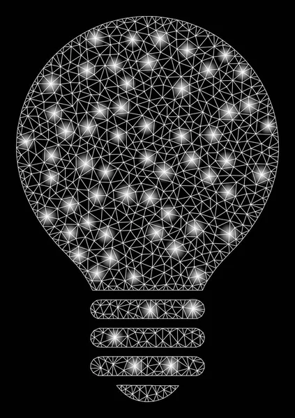 Ampoule électrique en maille lumineuse avec taches lumineuses — Image vectorielle