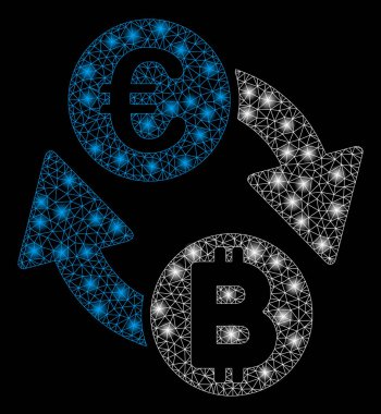 Işık Spotlu Parlak Örgü Tel Çerçeve Euro Bitcoin Döviz Sikkeleri