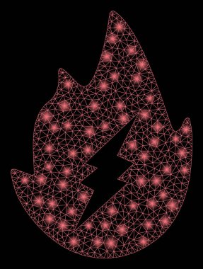 Flaş Spotlar ile Parlak Örgü Karkas Elektrikli Kıvılcım Alev