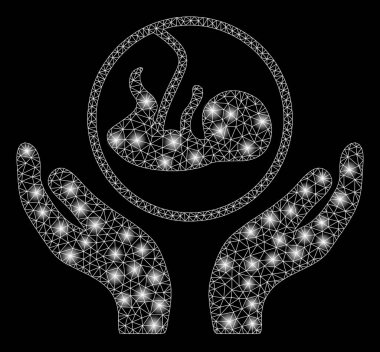 Parlama Noktalar ile Parlak Mesh Ağ Embriyo Bakım Eller