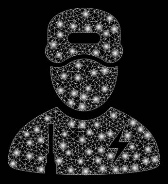 Işık Lekeleri ile Parlak Örgü Tel Çerçeve Elektrikçi Boy