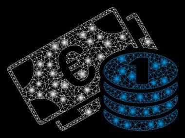 Flare Spotlar ile Parlak Mesh Network Euro Nakit Para