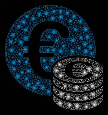 Işık Lekeleri ile Parlak Örgü Tel Çerçeve Euro Sikke Yığını