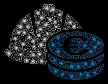 Flash Spotlu Parlak Örgü Ağ Euro Sikkeler ve Kask