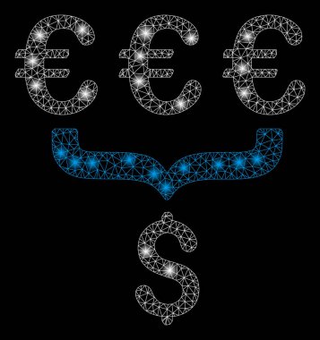 Parlama Spotları ile Parlak Mesh Ağ Euro Dolar Dönüşüm Toplayıcı