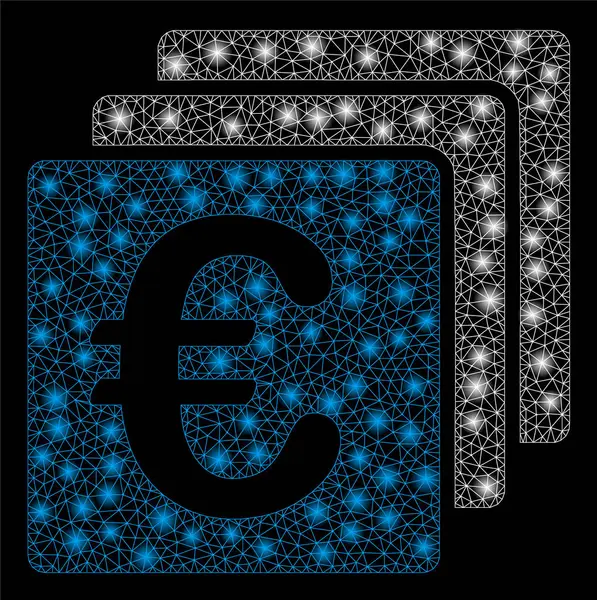 Bright Mesh 2D Euro Finances with Flare Spots - Stok Vektor