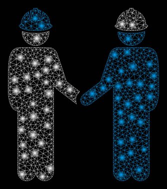 Işık Lekeleri ile Parlak Örgü Karkas Mühendisi Kişiler El Sıkışma