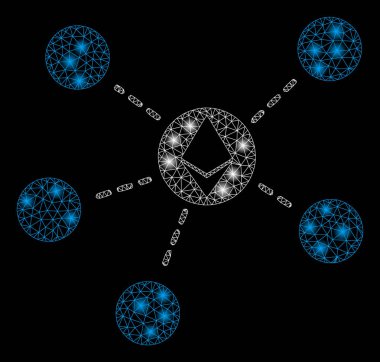 Işık Lekeleri ile Parlak Örgü Tel Çerçeve Ethereum Ağ