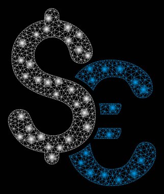 Işık Spotları ile Parlak Kafes Ağ Euro ve Dolar Para Birimi