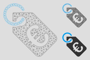 Euro Tag Vektör Örgü Tel Çerçeve Modeli ve Üçgen Mozaik Simgesi