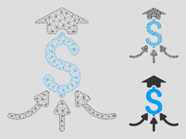 Finansal Toplayıcı Vektör Örgü 2d Model ve Üçgen Mozaik Simgesi