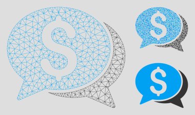 Finansal Sohbet Vektör Örgü Tel Çerçeve Modeli ve Üçgen Mozaik Simgesi