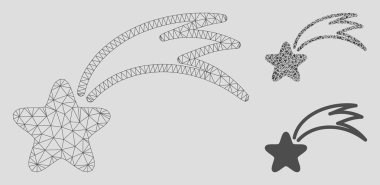 Düşen Yıldız Vektör Kafes Ağ Modeli ve Üçgen Mozaik Simgesi