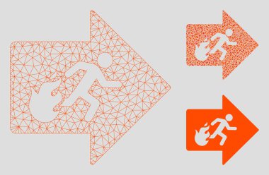 Yangın Çıkış Vektör Örgü 2d Model ve Üçgen Mozaik Simgesi