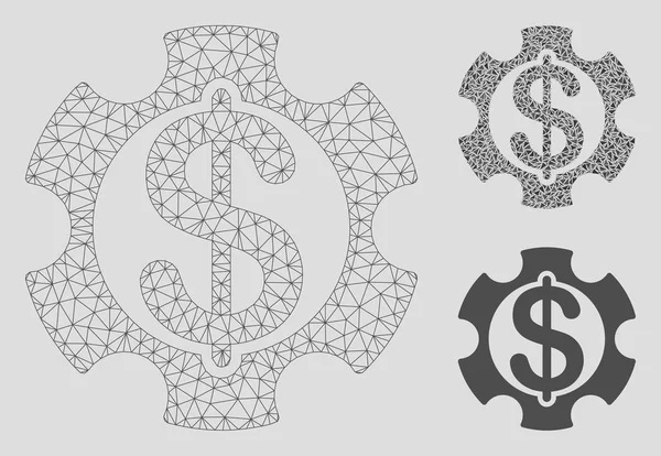 Modelo de armação de arame de malha de vetor de desenvolvimento financeiro e ícone de mosaico triangular — Vetor de Stock