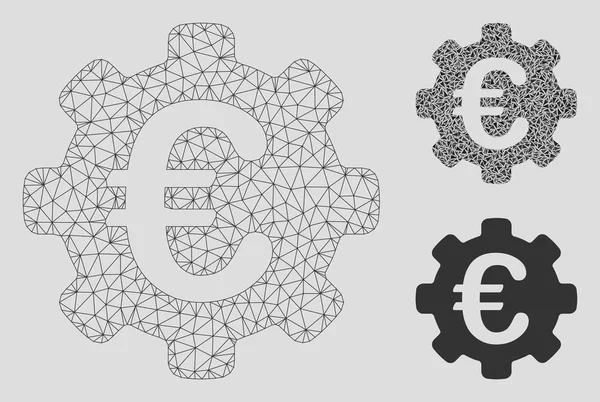 Euro Opzioni Vector Mesh modello di rete e Triangolo Mosaico Icona — Vettoriale Stock