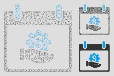 Financial Development Hand Calendar Day Vector Mesh Network Model and Triangle Mosaic Icon