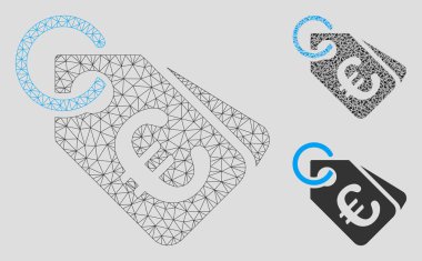 Euro Fiyat Etiketler Vektör Örgü 2d Model ve Üçgen Mozaik Simgesi
