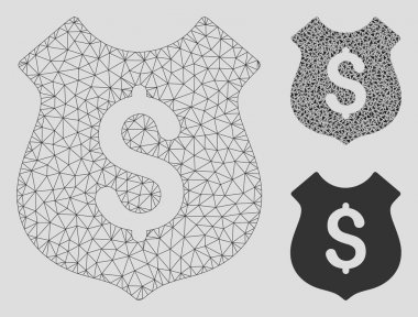 Financial Shield Vektör Örgü Tel Çerçeve Modeli ve Üçgen Mozaik Simgesi
