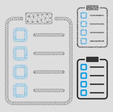 Sınav Listesi Vektör Örgü 2d Model ve Üçgen Mozaik Simgesi