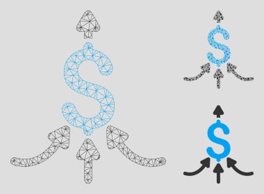 Finansal Toplayıcı Vektör Örgü Karkas Modeli ve Üçgen Mozaik Simgesi