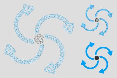 Fan Rotasyon Vektör Örgü Karkas Modeli ve Üçgen Mozaik Simgesi