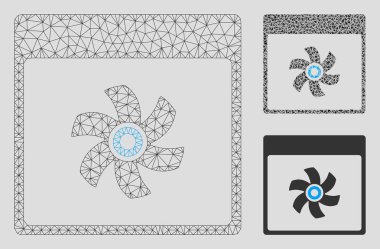 Fan Takvim Sayfası Vektör Örgü Tel Çerçeve Modeli ve Üçgen Mozaik Simgesi