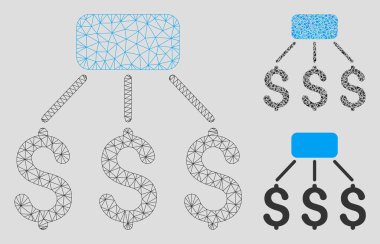 Finansal Şema Vektör Örgü Tel Çerçeve Modeli ve Üçgen Mozaik Simgesi