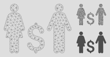 Aile Dolar Vektör Örgü 2d Model ve Üçgen Mozaik Simgesi