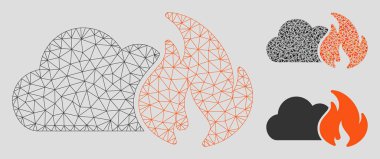 Yangın Hasar Vektör Örgü Karkas Modeli ve Üçgen Mozaik Simgesi