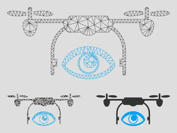 Eye Spion Drohne Vektor Mesh 2D-Modell und Dreieck Mosaik-Symbol — Stockvektor