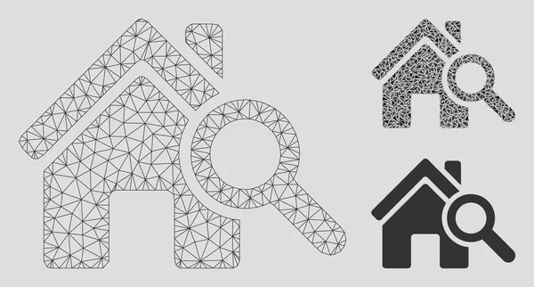 Дослідити векторну сітку будинку та трикутник мозаїка — стоковий вектор