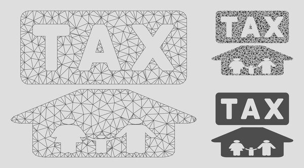 Модель сети векторной сетки и икона мозаики треугольника
