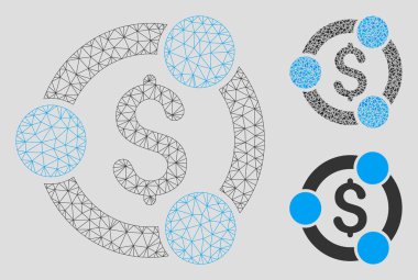 Finansal İşbirliği Vektör Örgü Tel Çerçeve Modeli ve Üçgen Mozaik Simgesi