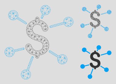 Finansal Linkler Vektör Örgü 2d Model ve Üçgen Mozaik Simgesi
