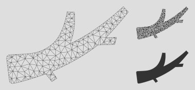 Yakacak Odun Vektör Örgü Karkas Modeli ve Üçgen Mozaik Simgesi