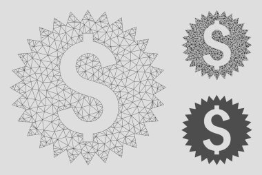 Finansal Mühür Vektör Örgü Karkas Modeli ve Üçgen Mozaik Simgesi