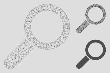 Vektör Örgü Tel Çerçeve Modeli ve Üçgen Mozaik Simgesi bul