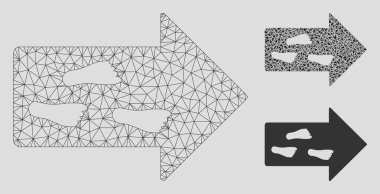 Çıkış Yönü Vektör Örgü Tel Çerçeve Modeli ve Üçgen Mozaik Simgesi