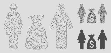 Aile Para Mevduat Vektör Mesh 2d Model ve Üçgen Mozaik Simgesi
