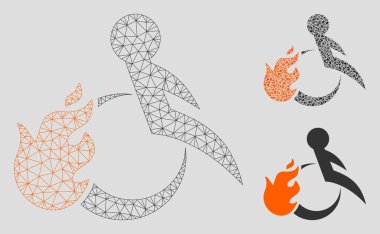 Ateş hasta vektör örgü 2d Model ve Üçgen Mozaik Simgesi