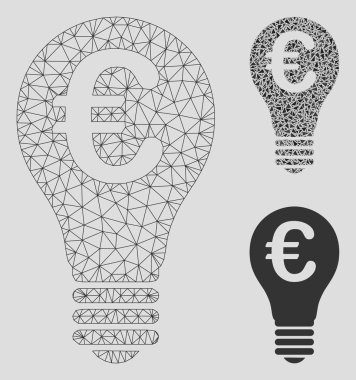 Euro Patent Vektör Örgü Tel Çerçeve Modeli ve Üçgen Mozaik Simgesi