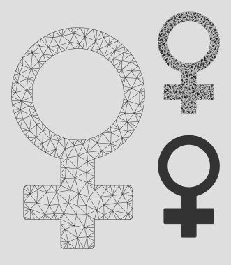 Kadın Sembol Vektör Örgü Karkas Modeli ve Üçgen Mozaik Simgesi