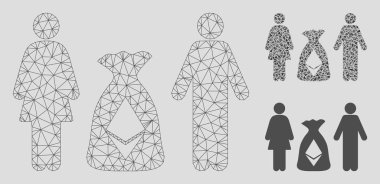 Family Ethereum Deposit Bag Vektör Örgü Tel Çerçeve Modeli ve Üçgen Mozaik Simgesi