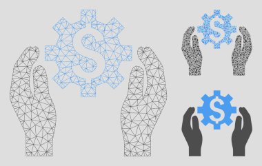 Finansal Seçenekler Bakım Eller Vektör Örgü 2d Model ve Üçgen Mozaik Simgesi