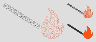 Ateş Maç Vektör Örgü Tel Çerçeve Modeli ve Üçgen Mozaik Simgesi