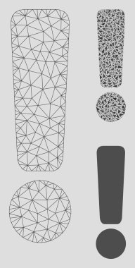 Ünlem İşareti Vektör Örgü Ağ Modeli ve Üçgen Mozaik Simgesi