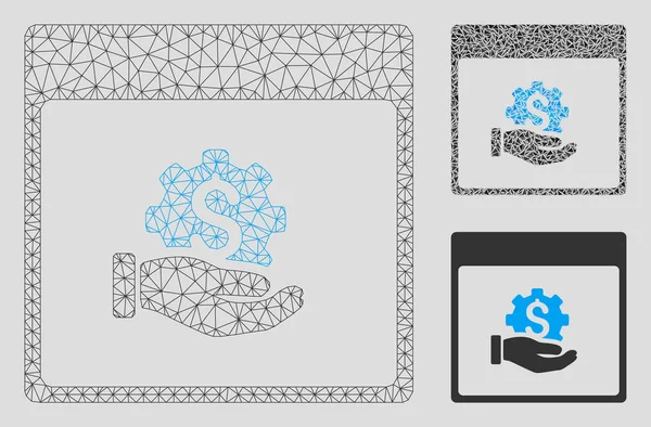 Financial Development Hand Calendar Page Vector Mesh Network Model and Triangle Mosaic Icon